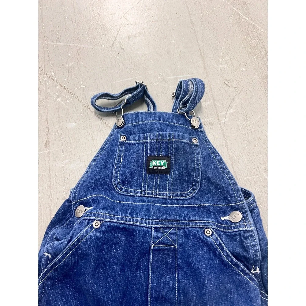 Key Bib Overalls Toddler 24M Blue Denim 100%‎ Cotton Adjustable Suspenders Retro